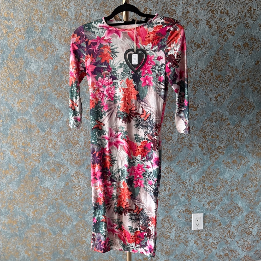 Floral Long Sleeve Midi Dress